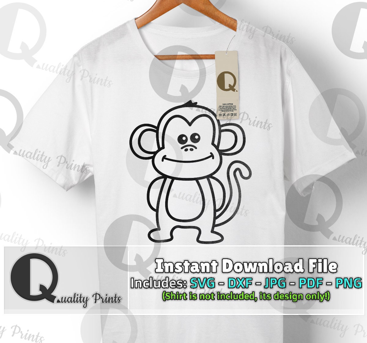 Animal Monkey SVG Dxf Printing Girl Boy Iron on PDF - Etsy