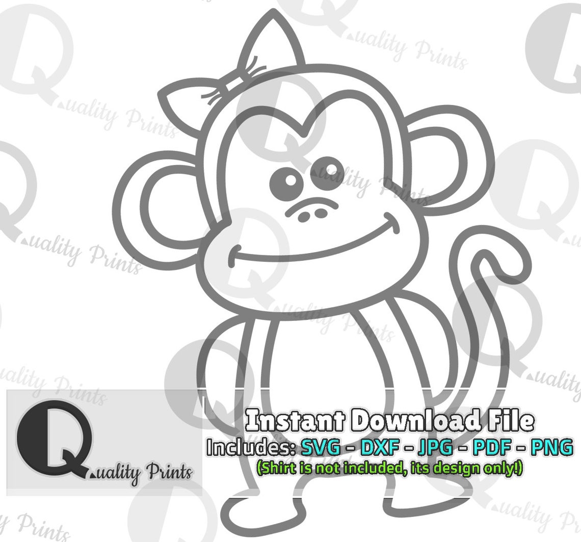 Animal Monkey SVG Dxf Printing Girl Boy Iron on PDF - Etsy