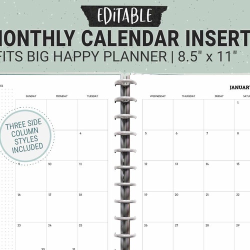 EDITABLE Big Happy Planner Dashboard Layout Printable Insert | Etsy