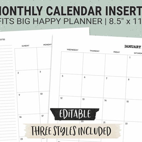EDITABLE Big Happy Planner Dashboard Layout Printable Insert | Etsy