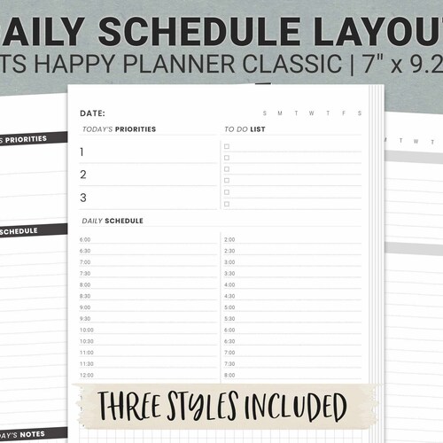 Printable Classic Happy Planner Inserts Daily Planner Pages - Etsy
