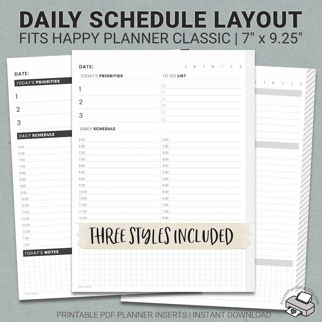 Printable Classic Happy Planner Inserts, Daily Planner Pages, Undated ...