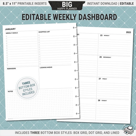 Weight Loss Tracker Inserts For 11-Disc Big Happy Planner, Big Happy Planner Nutrition Planner, Pre-punched Happy Planner Inserts, Pre-punched Diet...