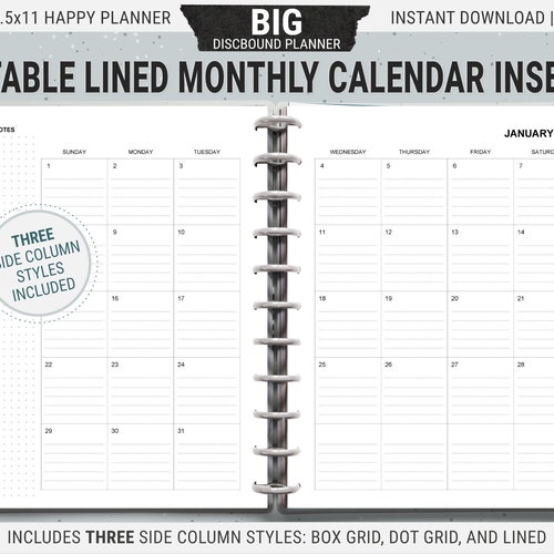 Editable BIG Happy Planner Dashboard Layout Printable Weekly - Etsy