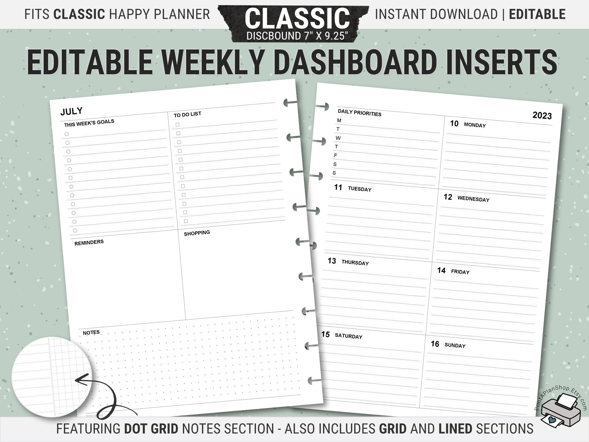 Editable Classic Happy Planner Dashboard Layout Printable - Etsy