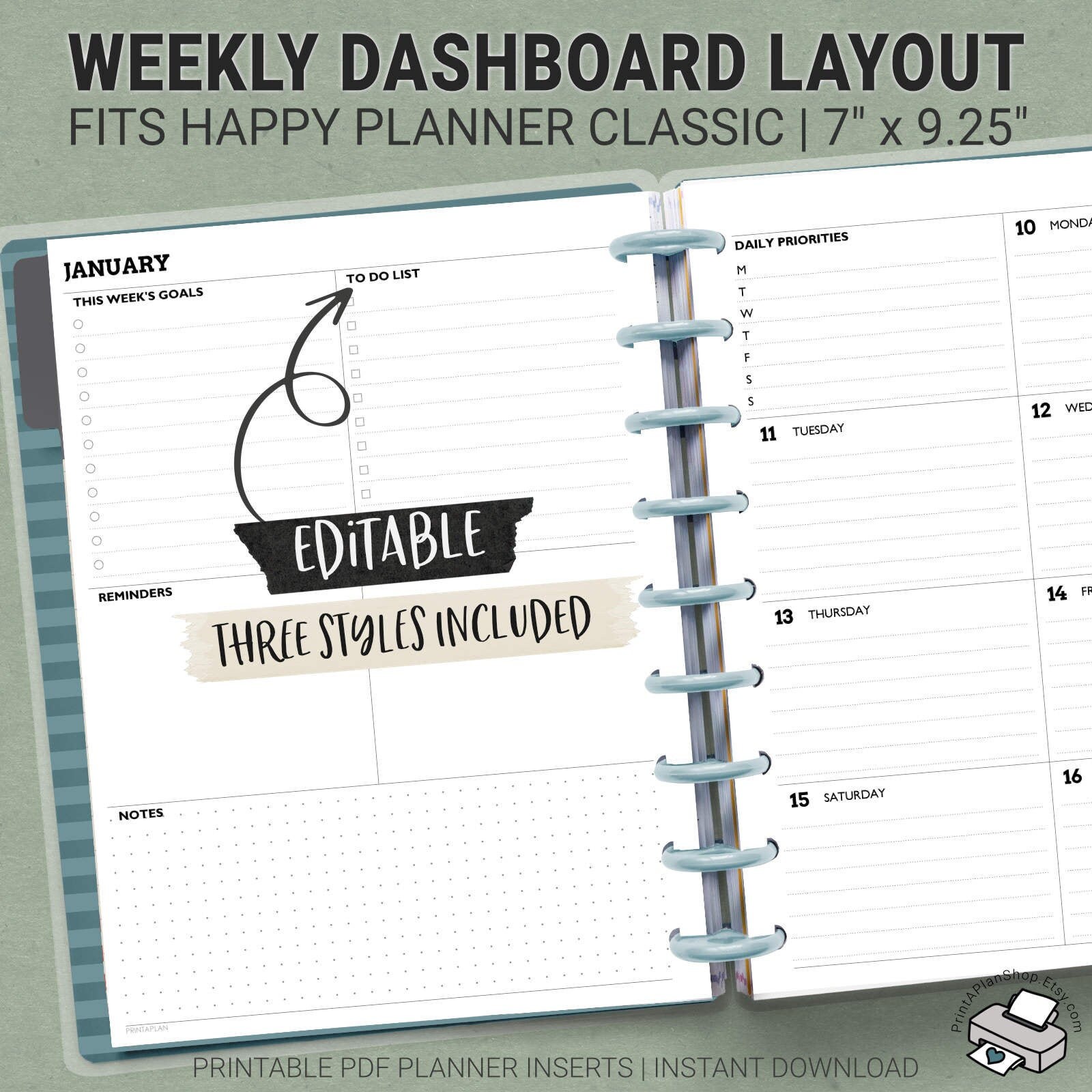 Editable Dashboard Layout Classic Happy Planner Printable Insert Vrogue