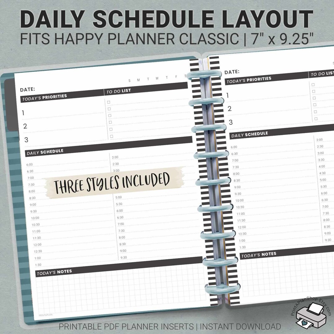 Printable Classic Happy Planner Inserts, Daily Planner Pages, Undated ...
