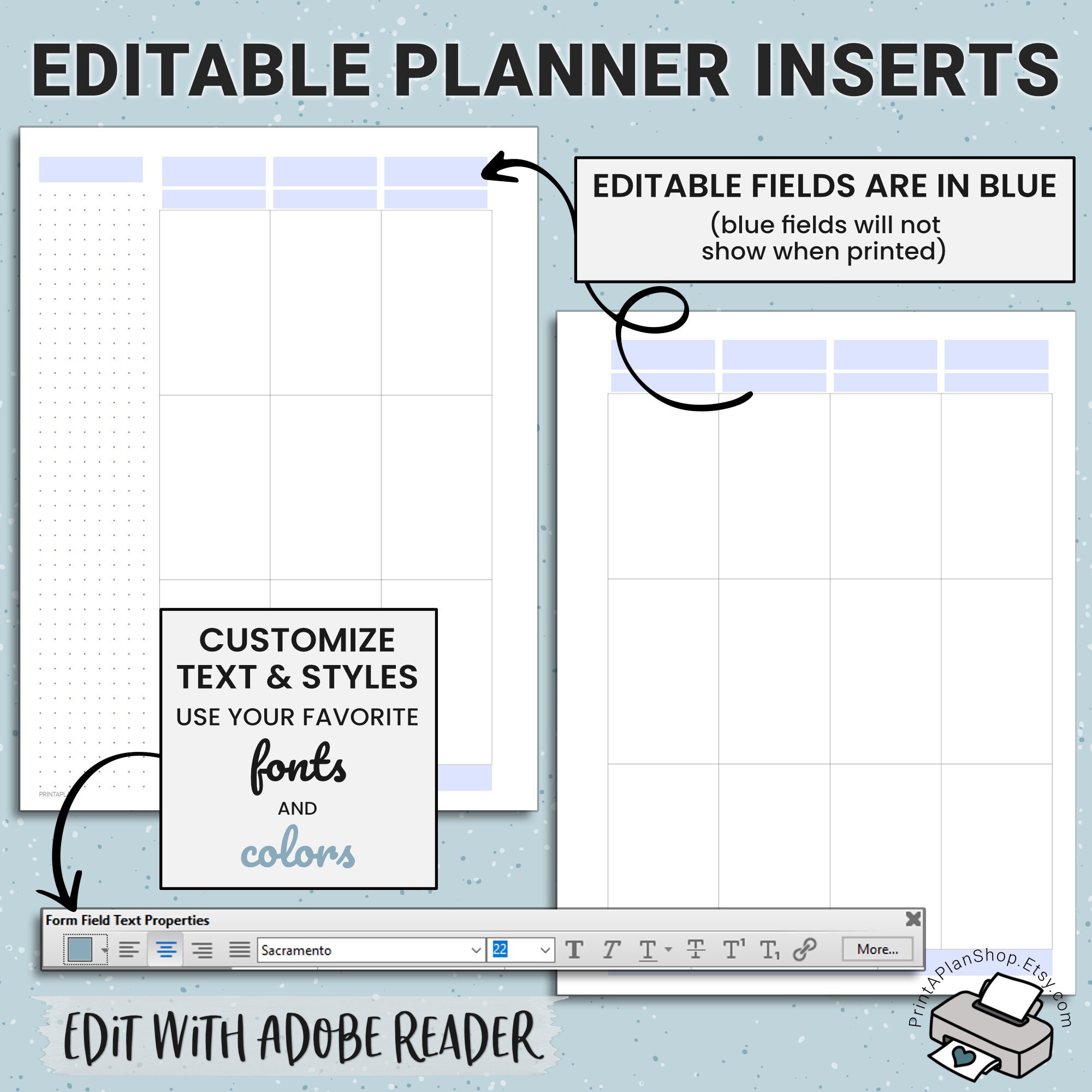 Editable Happy Planner Vertical Layout HP Classic Printable - Etsy