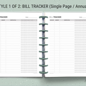 Classic Happy Planner Bill Tracker Inserts, Printable Payment Planner ...