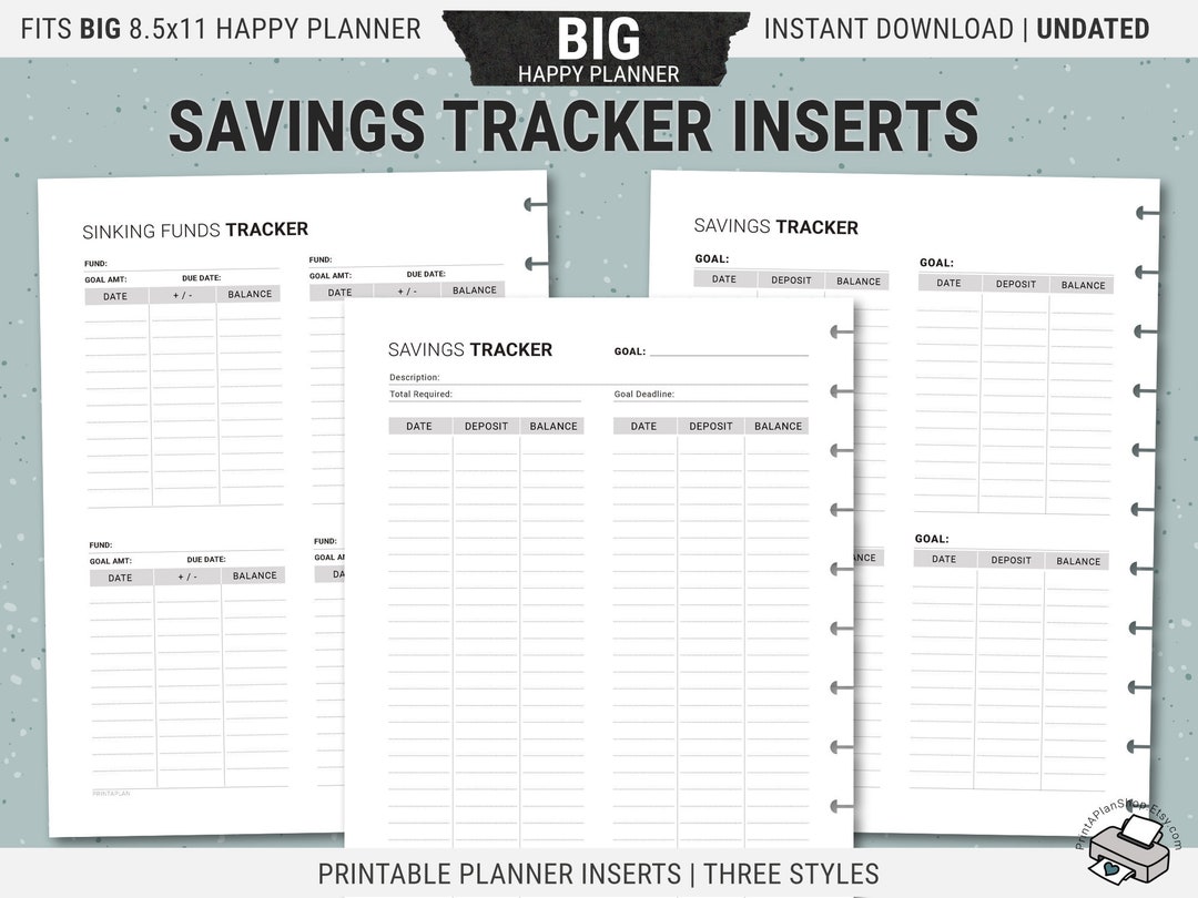 BIG Happy Planner Savings Tracker Inserts, Sinking Funds Tracker ...