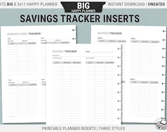 BIG Happy Planner Savings Tracker Inserts, Sinking Funds Tracker, Printable, Digital Download PDF