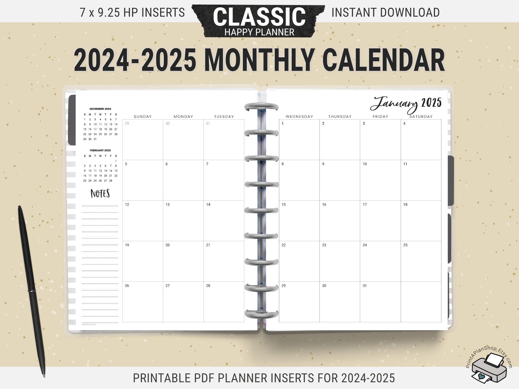 2024-2025 Classic Happy Planner Monthly Calendar Inserts, Printable Pages, Digital Download PDF - Etsy 2024-2025-classic-happy-planner-monthly-calendar-inserts-printable-pages-digital-download-pdf-etsy