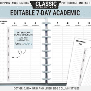 Editable Teacher Planner Inserts: Weekly Class Schedule (Digital Download PDF)
