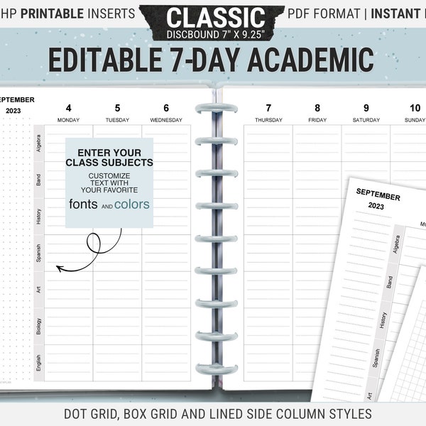 Happy Planner Class Schedule - Etsy