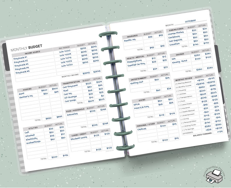 Editable Classic Happy Planner Monthly Budget Inserts - Etsy