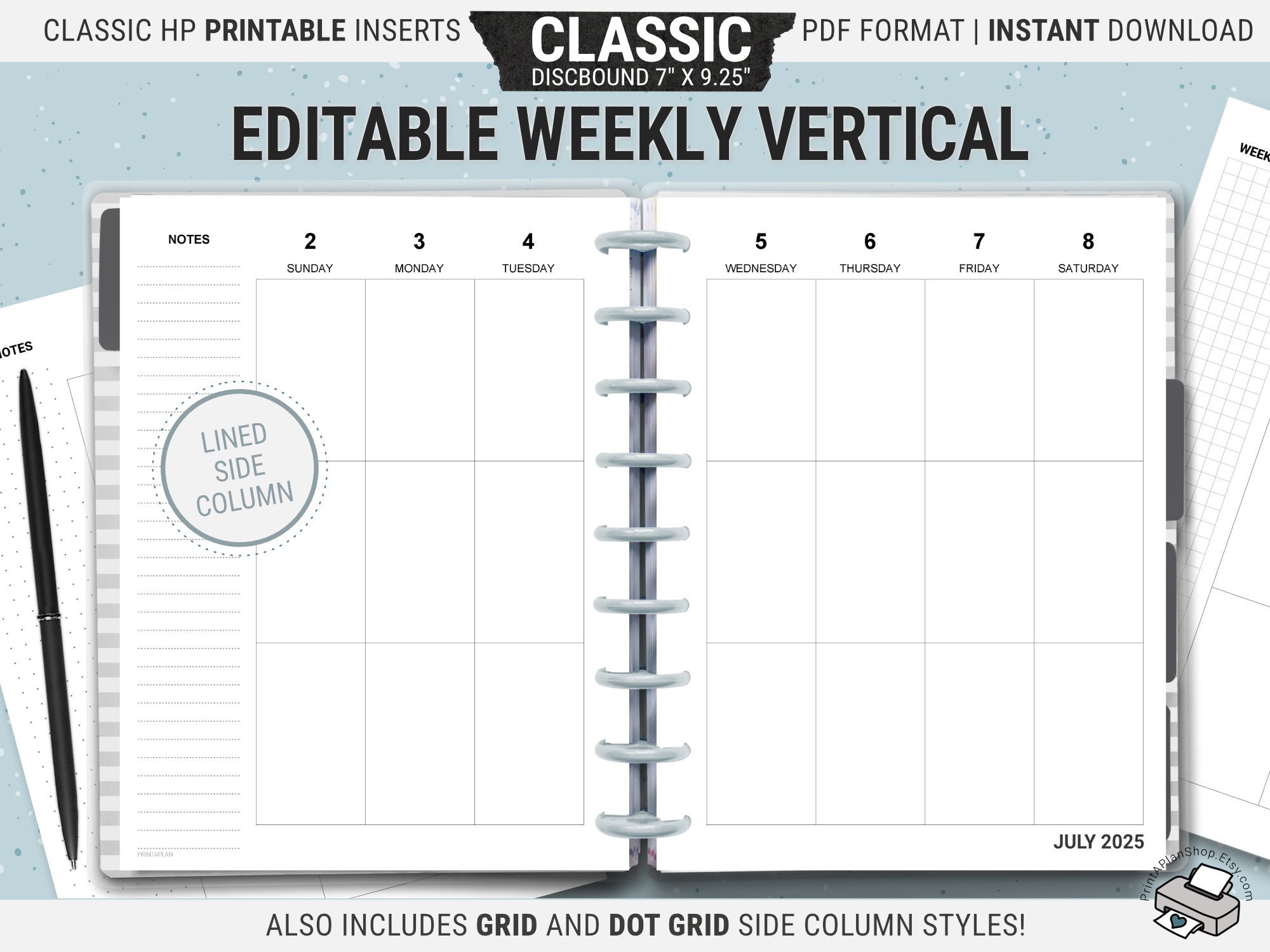 editable-happy-planner-vertical-layout-hp-classic-printable-weekly-planner-inserts-undated-pages-digital-download-pdf-etsy for Happy Planner Printables Free Pdf Editable Happy Planner Vertical Layout, HP Classic, Printable Weekly Planner Inserts, Undated Pages, Digital Download PDF - Etsy for Happy Planner Printables Free Pdf