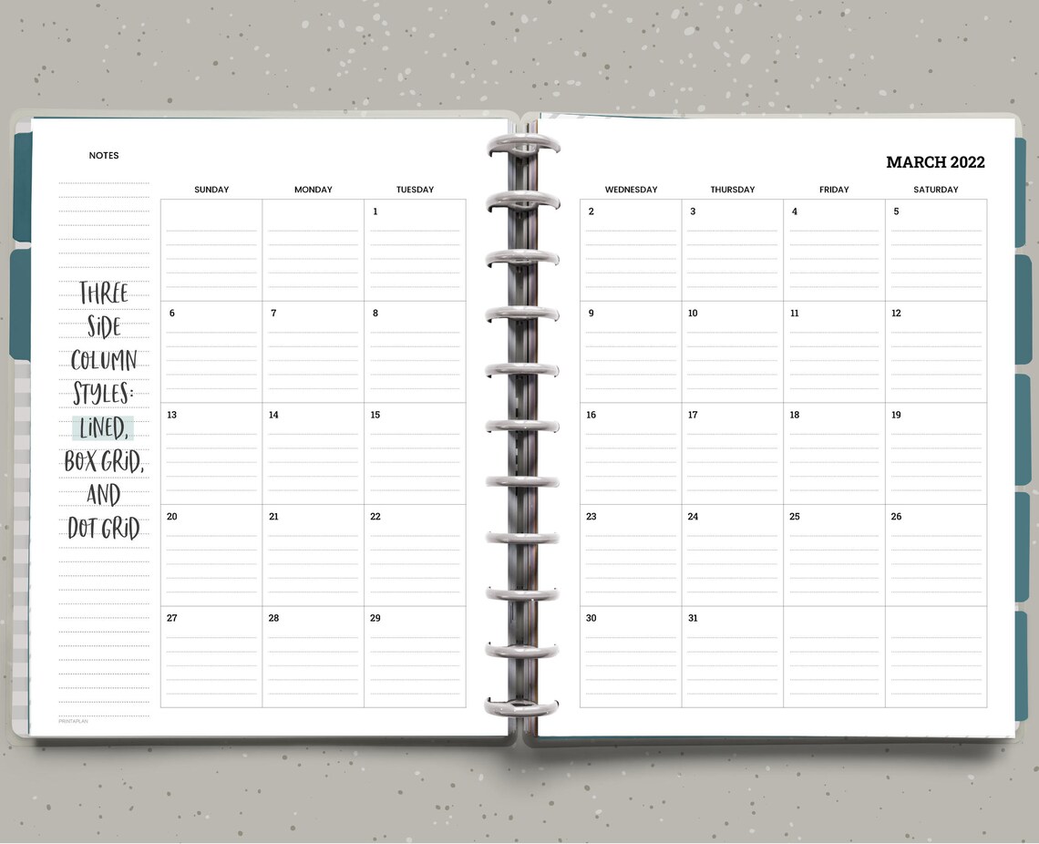 Editable BIG Happy Planner Lined Calendar Inserts Printable Etsy