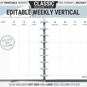 Editable Happy Planner Inserts: Vertical Layout, Classic HP (PDF Download)