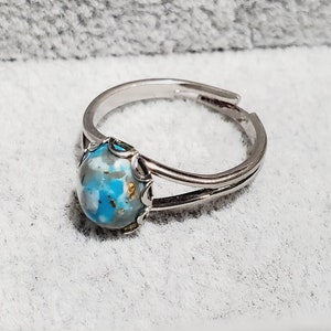 Natural Turquoise Sv925 Sterling Silver Ring, Adjustable Size