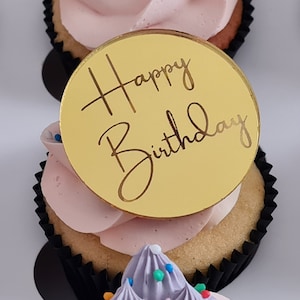 Acrylic Cupcake Disc // Personalised Cupcake Toppers // Mini Cake Toppers // Happy Birthday Disc