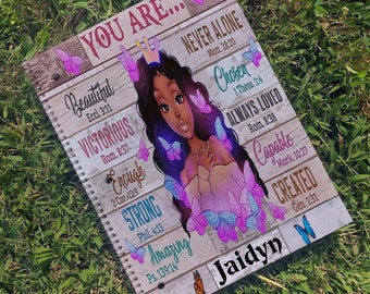 Personalized Black Kid Spiral Notebook: Butterflies, Inspirational