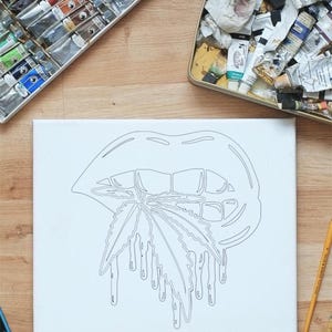 Puff and Paint Canvas, Sip and Paint Canvas, vorgedruckt