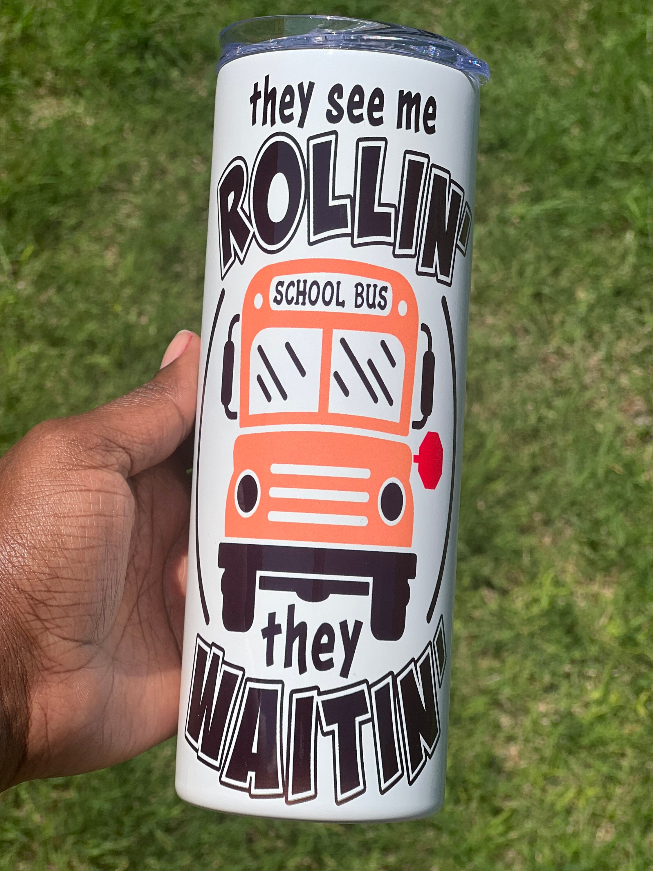 Schulbus Fahrer Geschenk – "They See Me Rollin' They Waitin'" Reißverschlusstasche 23,5x17 Cm
