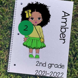 Cuaderno espiral personalizado, cuaderno personalizado, cuaderno negro para niños, cuaderno negro para niñas, cuaderno negro con purpurina para niñas