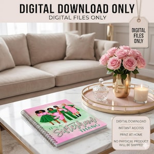 「It’s A Sisterhood Thang」ジャーナルカバー PNG | 印刷可能なノートまたはバインダーカバー | デジタルダウンロード