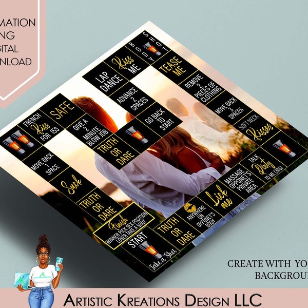 Adult Games, Valentine's Day Games, Kinky Adult Board Game, Foreplay Game, Sexy Couples Game 8.5 x 11 PNG, Sublimation Download
