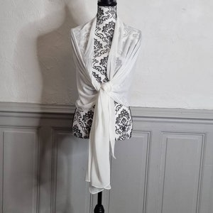 etole rectangulaire blanche en mousseline mariage soirée robe cache épaule écharpe foulard image 2