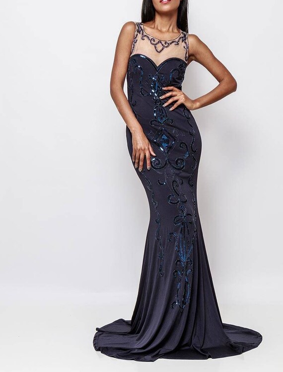 Robe sirene bleu nuit sales