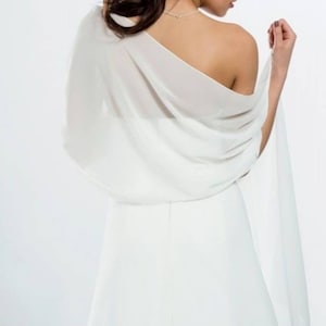 white rectangular stole in chiffon wedding evening dress cache shoulder scarf scarf