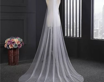 long wedding veil in white tulle 3 meters with comb