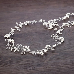 silver wedding bridal hairstyle head jewel with transparent and white pearls wedding accessory hair accessories