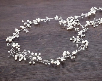 silver wedding bridal hairstyle head jewel with transparent and white pearls wedding accessory hair accessories