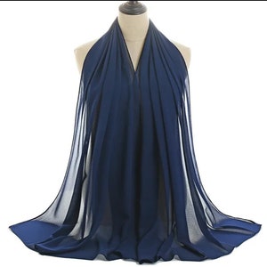 navy blue rectangular stole in muslin wedding evening dress cache shoulder scarf scarf image 1