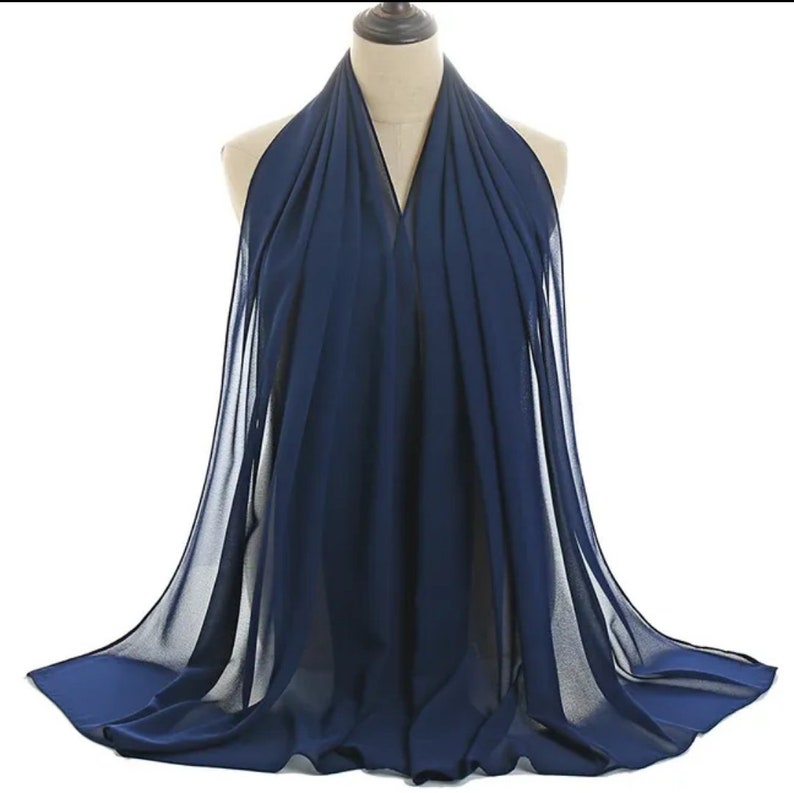 navy blue rectangular stole in muslin wedding evening dress cache shoulder scarf scarf image 1