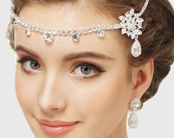 head jewel married wedding silver headband and white stone headband crown jewel forehead hairstyle wedding