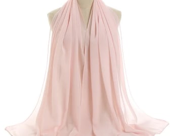 rectangular stole in light pink chiffon wedding evening dress cache shoulder scarf scarf