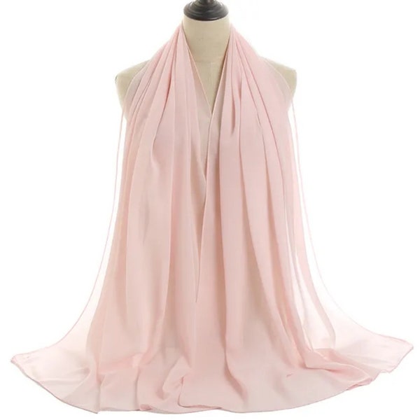 etole rectangulaire en mousseline rose clair mariage soirée robe cache épaule foulard echarpe