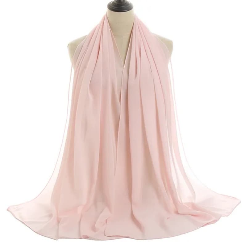 stola rettangolare in chiffon rosa chiaro abito da sera cache foulard foulard immagine 1