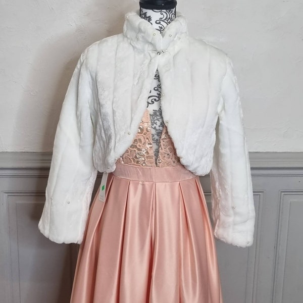 Veste courte mariage en fourrure blanche manteau fourrure accessoires mariée, mariage hiver