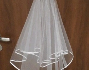 Veil tulle ivory edge satin ivory 75cm new wedding bride