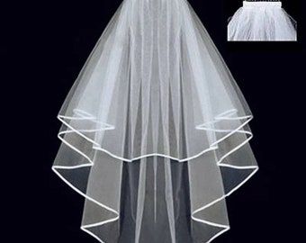 voile tulle BLANC bord satiné blanc 75cm neuf mariage mariée