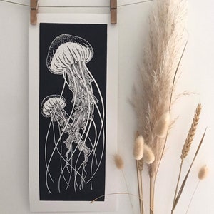 Medusas y entrelazado - Impresión Linocut