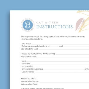 Cat Sitter Instructions