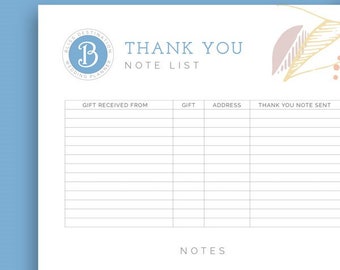 Wedding Gift Tracker & Thank You Card List | Printable Gift Log | Wedding Registry Checklist | Bridal Shower Gift List Template