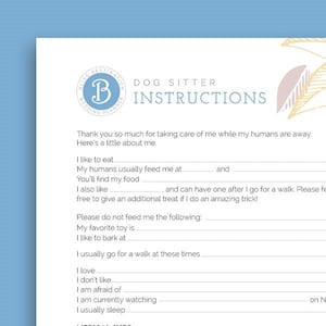 Dog Sitter Instructions