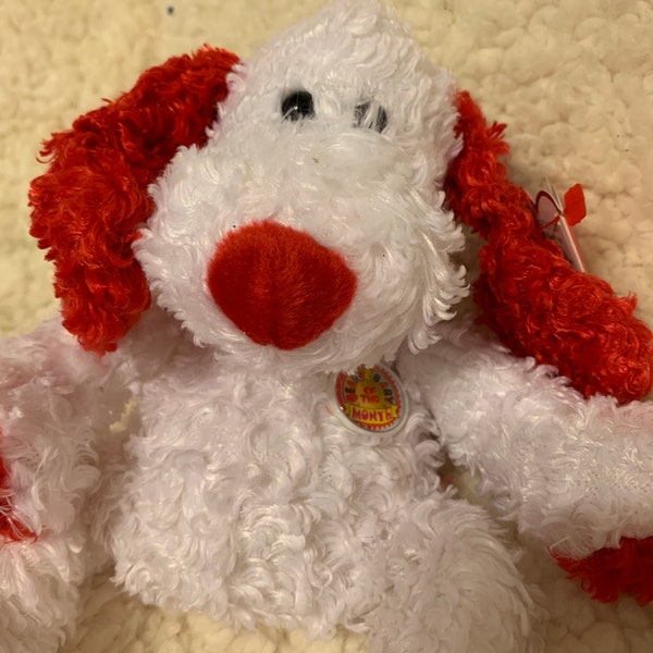 Ty Beanie Babies Dog Adonis, Original Beanie Babies Collection, Rare, Retired Red White Dog